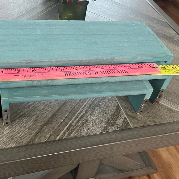 Vintage Teal Green Wooden Shelf Set of 3 - Picture 7 of 15